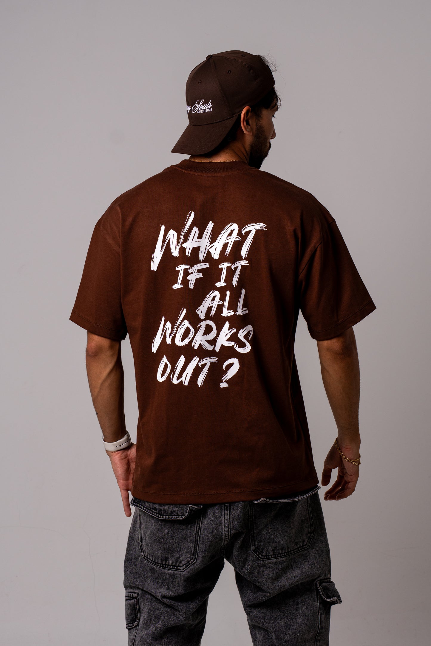 WHAT IF ALL WORKS OUT? T-SHIRT - BROWN